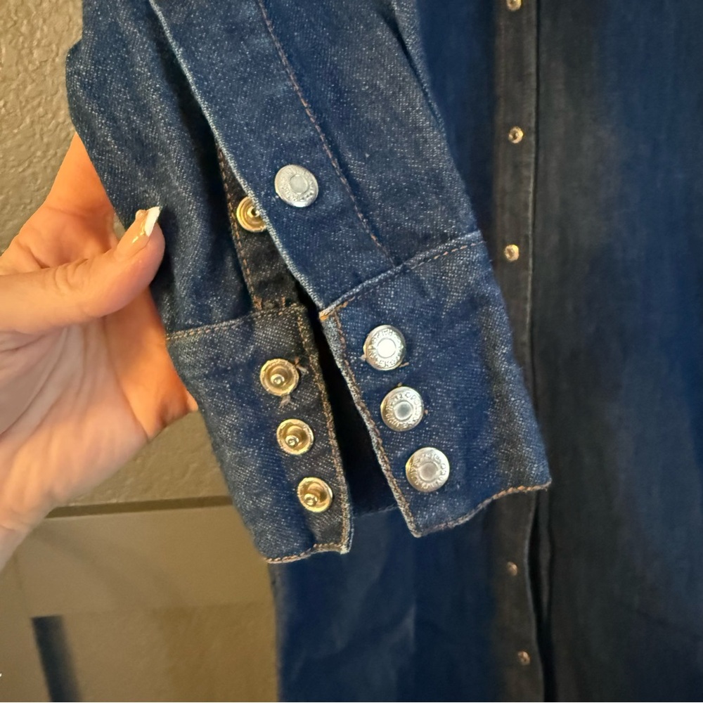 RALPH LAUREN • western wear vintage 1970s Denim Long Sleeve Dress size 6 - Picture 3 of 8